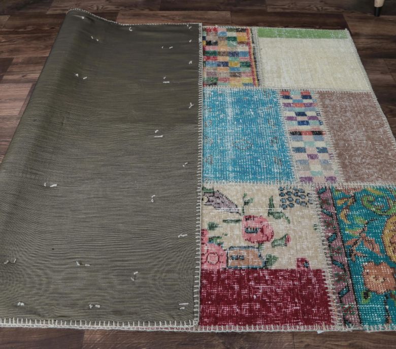 4x6 Vintage Patchwork Colorful Handmade Area Rug