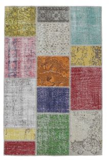 4x6 Vintage Patchwork Colorful Modern Area Rug - Thumbnail