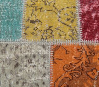 4x6 Vintage Patchwork Colorful Modern Area Rug - Thumbnail