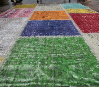 4x6 Vintage Patchwork Colorful Modern Area Rug - Thumbnail