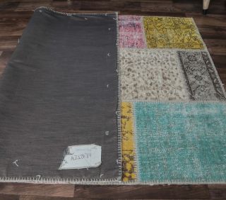 4x6 Vintage Patchwork Colorful Modern Area Rug - Thumbnail