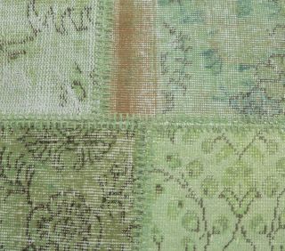 4x6 Vintage Patchwork Green Area Rug - Thumbnail