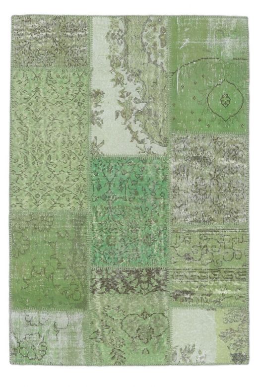 4x6 Vintage Patchwork Green Handmade Area Rug