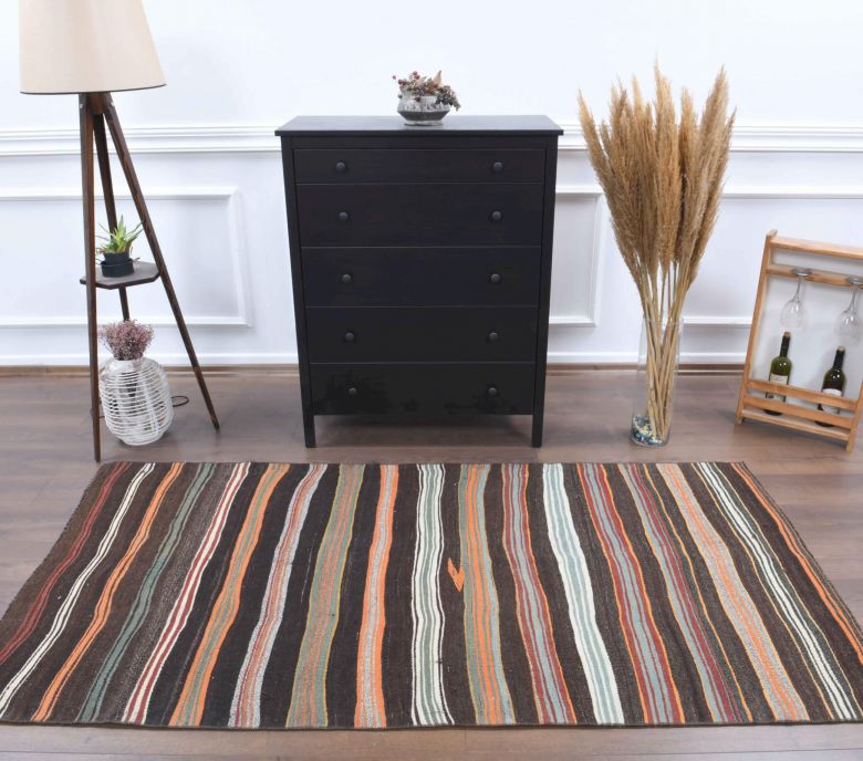 4x7 Handmade Vintage Area Rug