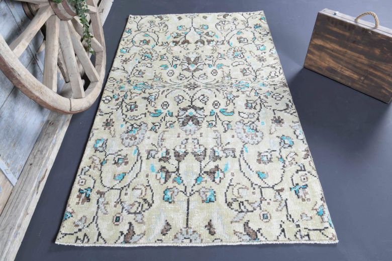 4x7 Handmade Vintage Area Rug