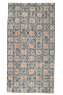 4x7 Vintage Handmade Area Retro Floral Rug - Thumbnail