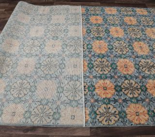 4x7 Vintage Handmade Area Retro Floral Rug - Thumbnail