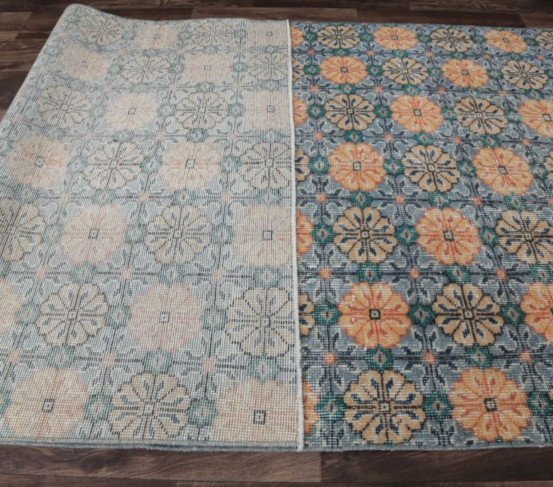 4x7 Vintage Handmade Area Retro Floral Rug