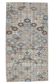 4x7 Vintage Handmade Area Retro Rug - Thumbnail