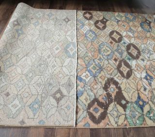 4x7 Vintage Handmade Area Retro Rug - Thumbnail