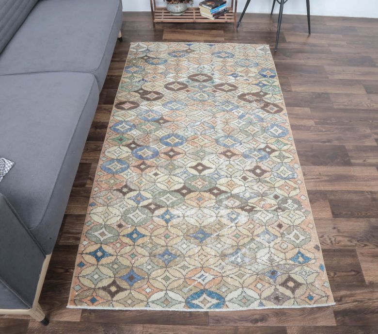 4x7 Vintage Handmade Anatolian Retro Rug