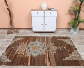 Vintage Area Brown Rug - Thumbnail