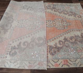 4x7 Vintage Handmade Faded Area Rug - Thumbnail