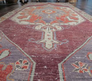 4x7 Vintage Handmade Burgundy Area Rug - Thumbnail