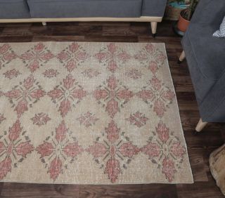 4x7 Vintage Handmade Floral Area Rug - Thumbnail