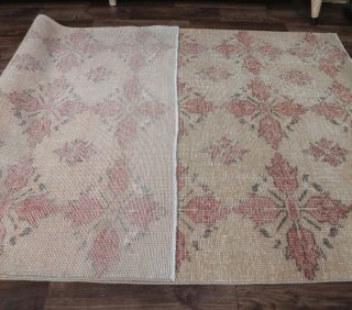 4x7 Vintage Handmade Floral Area Rug - Thumbnail