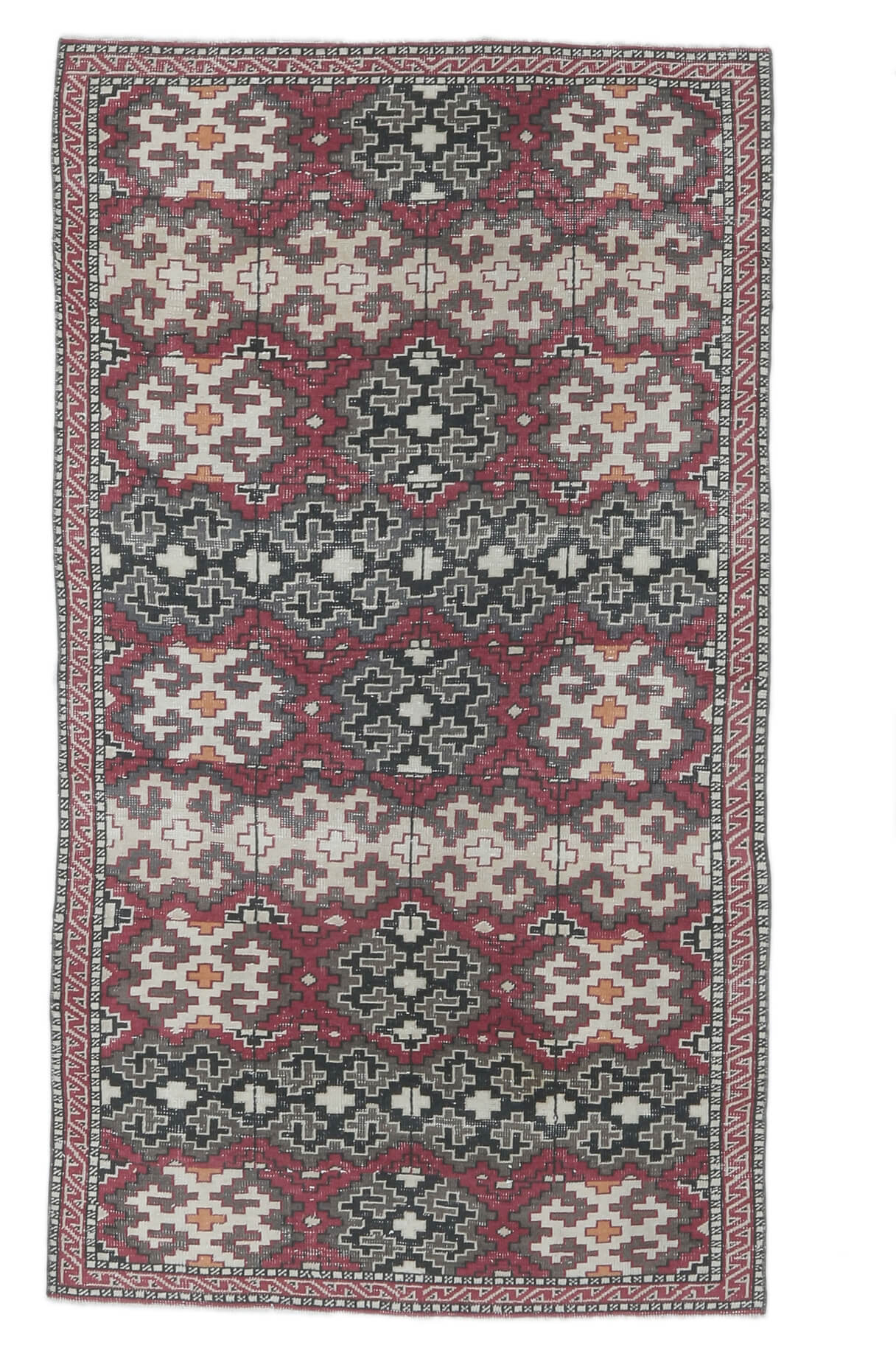 Turkish Area Rug 4x5 Living Room Rug Handmade Geometric Rug 