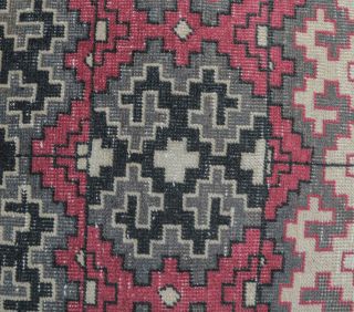 4x7 Vintage Handmade Area Pink Geometric Rug - Thumbnail