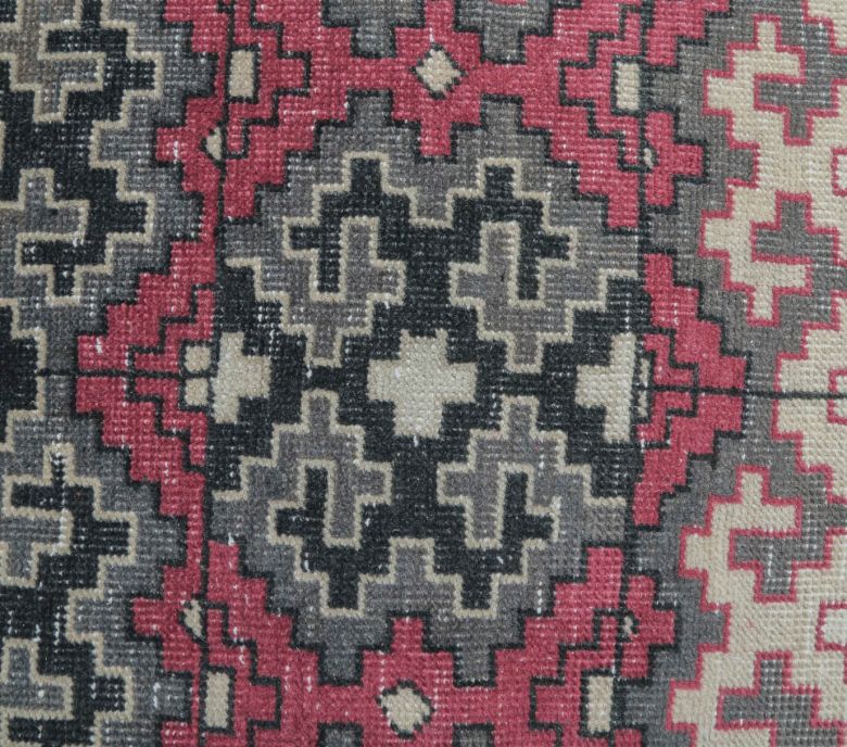 4x7 Vintage Handmade Area Pink Geometric Rug