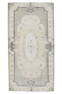 4x7 Vintage Handmade Oriental Neutral Area Rug - Thumbnail