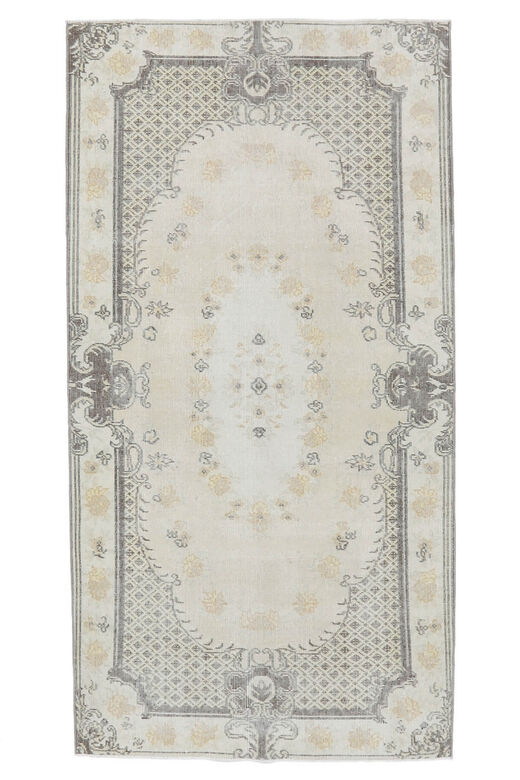 4x7 Vintage Handmade Oriental Neutral Area Rug