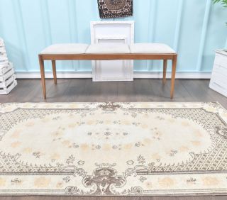 4x7 Vintage Handmade Oriental Neutral Area Rug - Thumbnail