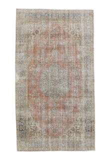 4x7 Vintage Handmade Oriental Orange Area Rug - Thumbnail