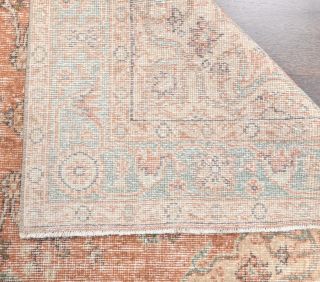 4x7 Vintage Handmade Oriental Orange Area Rug - Thumbnail