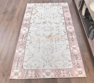 4x7 Vintage Handmade Turkish Area Rug - Thumbnail