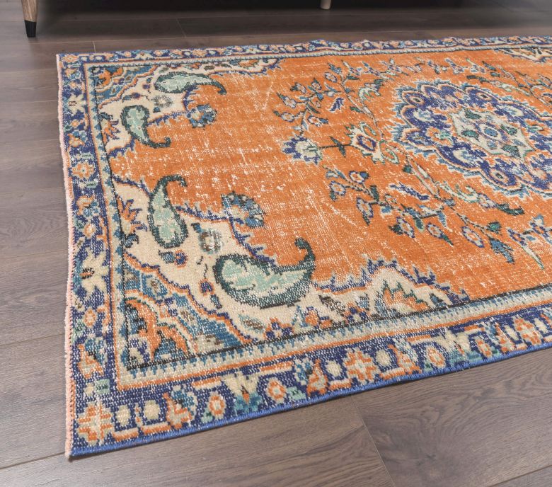 4x7 Vintage Orange Area Rug