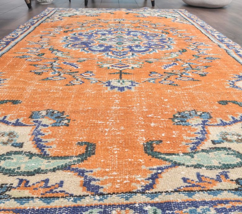 4x7 Vintage Orange Area Rug