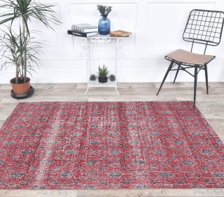 4x7 Vintage Turkish Handmade Area Rug - Thumbnail