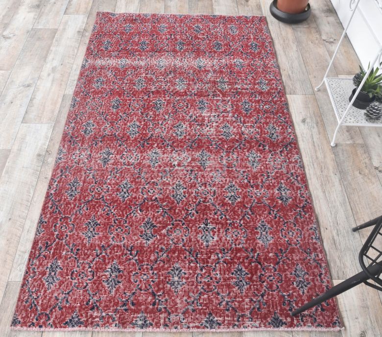 4x7 Vintage Turkish Handmade Area Rug