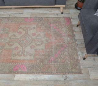 4x8 Vintage Faded Pastel Boho Area Rug - Thumbnail