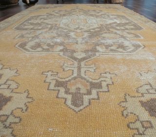 4x8 Vintage Handmade Distressed Orange Area Rug - Thumbnail