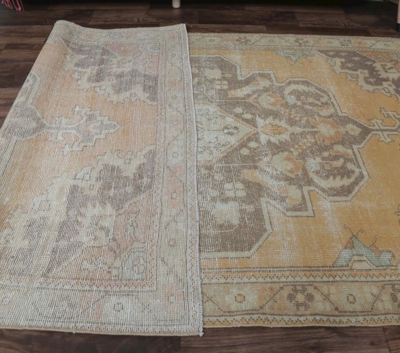 4x8 Vintage Handmade Distressed Orange Area Rug