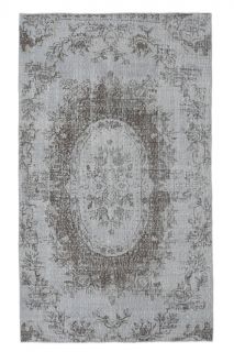 4x8 Vintage Handmade Gray Oriental Area Rug - Thumbnail