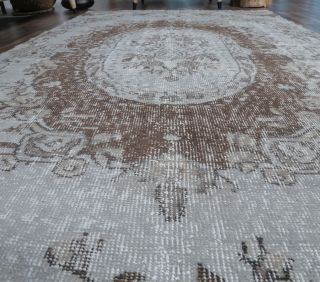4x8 Vintage Anatolian Handmade Gray Oriental Area Rug - Thumbnail