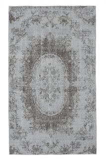 4x8 Vintage Anatolian Handmade Gray Oriental Area Rug - Thumbnail