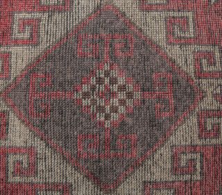 4x8 Vintage Handmade Red Diamond Area Rug - Thumbnail