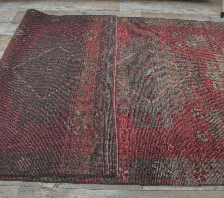 4x8 Vintage Handmade Red Diamond Area Rug