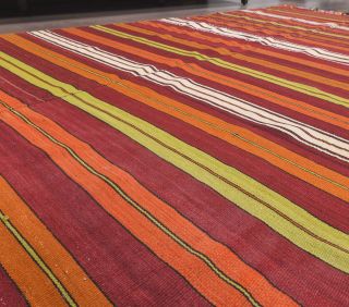 4x8 Vintage Kilim Striped Area Rug - Thumbnail