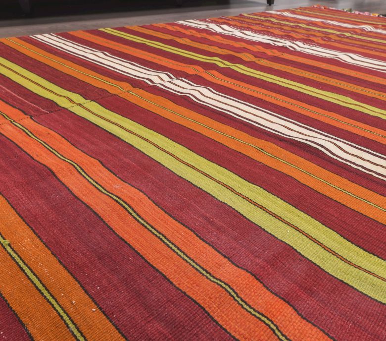 4x8 Vintage Kilim Striped Area Rug