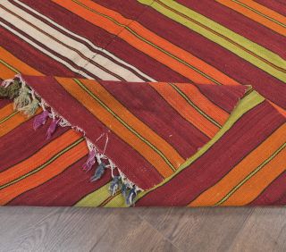 4x8 Vintage Kilim Striped Area Rug - Thumbnail