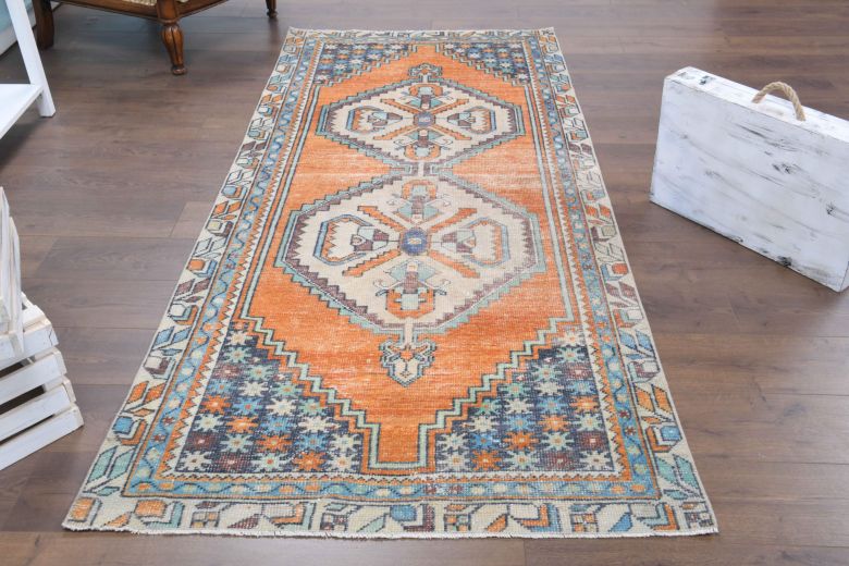 4x8 Wool Vintage Turkish Rug