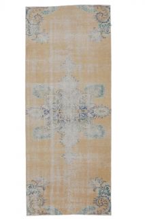 4x9 Vintage Handmade Anatolian Orange Rug - Thumbnail