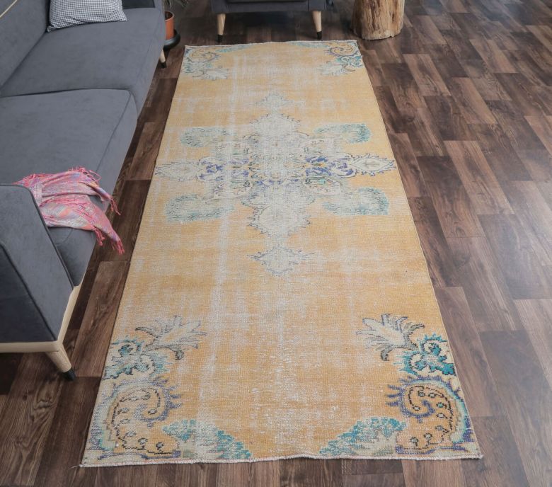 4x9 Vintage Handmade Anatolian Orange Rug