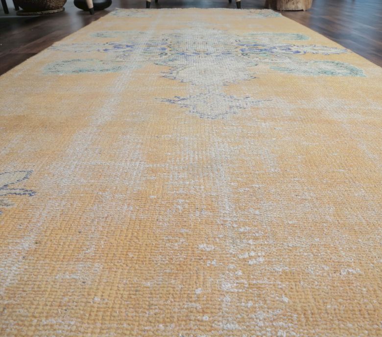 4x9 Vintage Handmade Anatolian Orange Rug