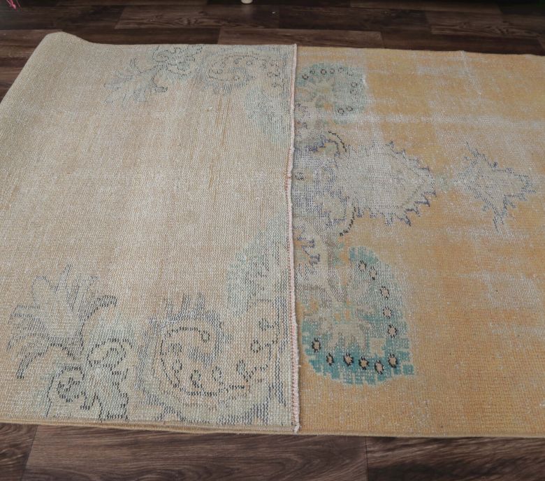 4x9 Vintage Handmade Anatolian Orange Rug