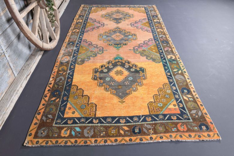 5x10 Handmade Vintage Wide Runner Rug